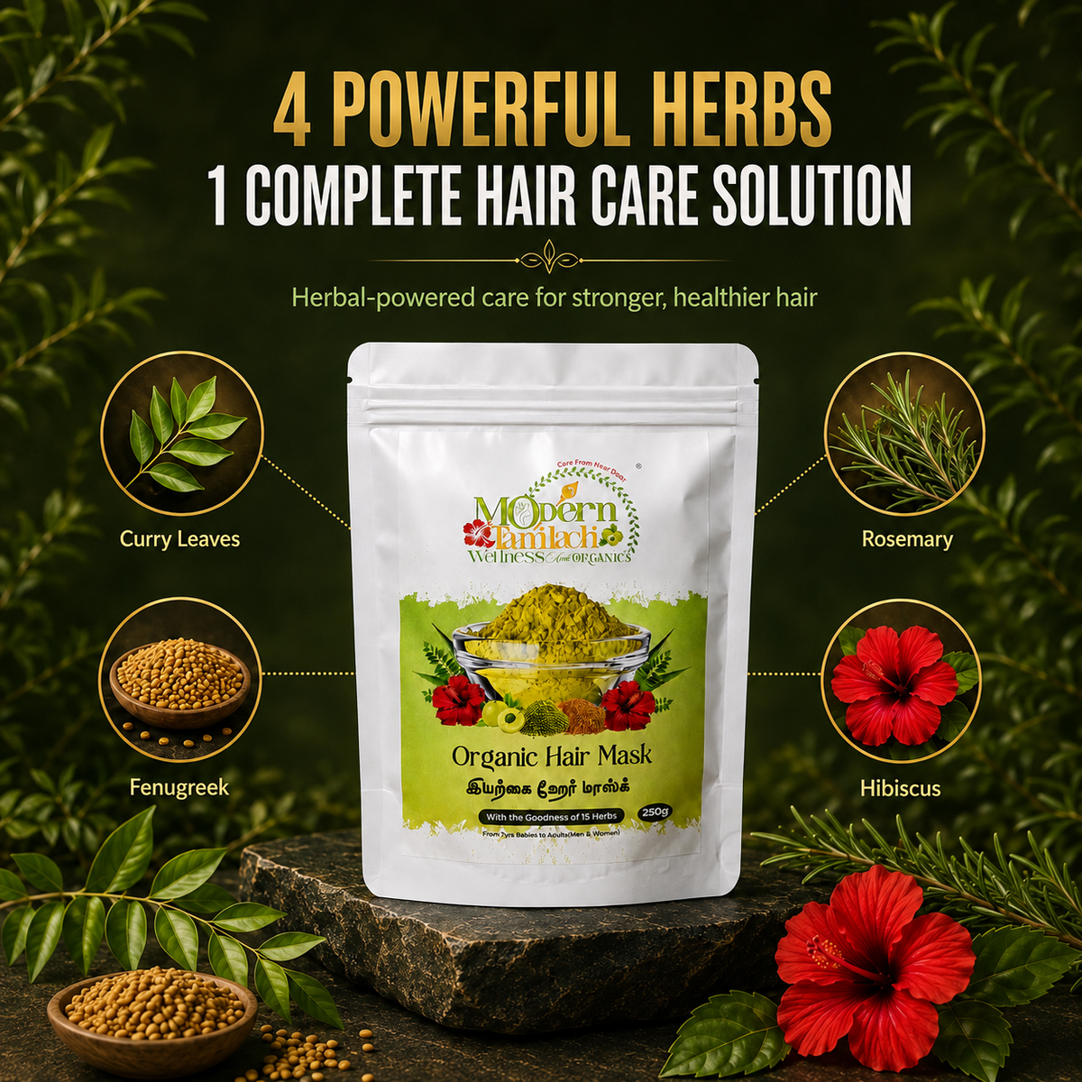 Organic Hair Mask – Deep Conditioning Herbal Hair Treatment – 250g