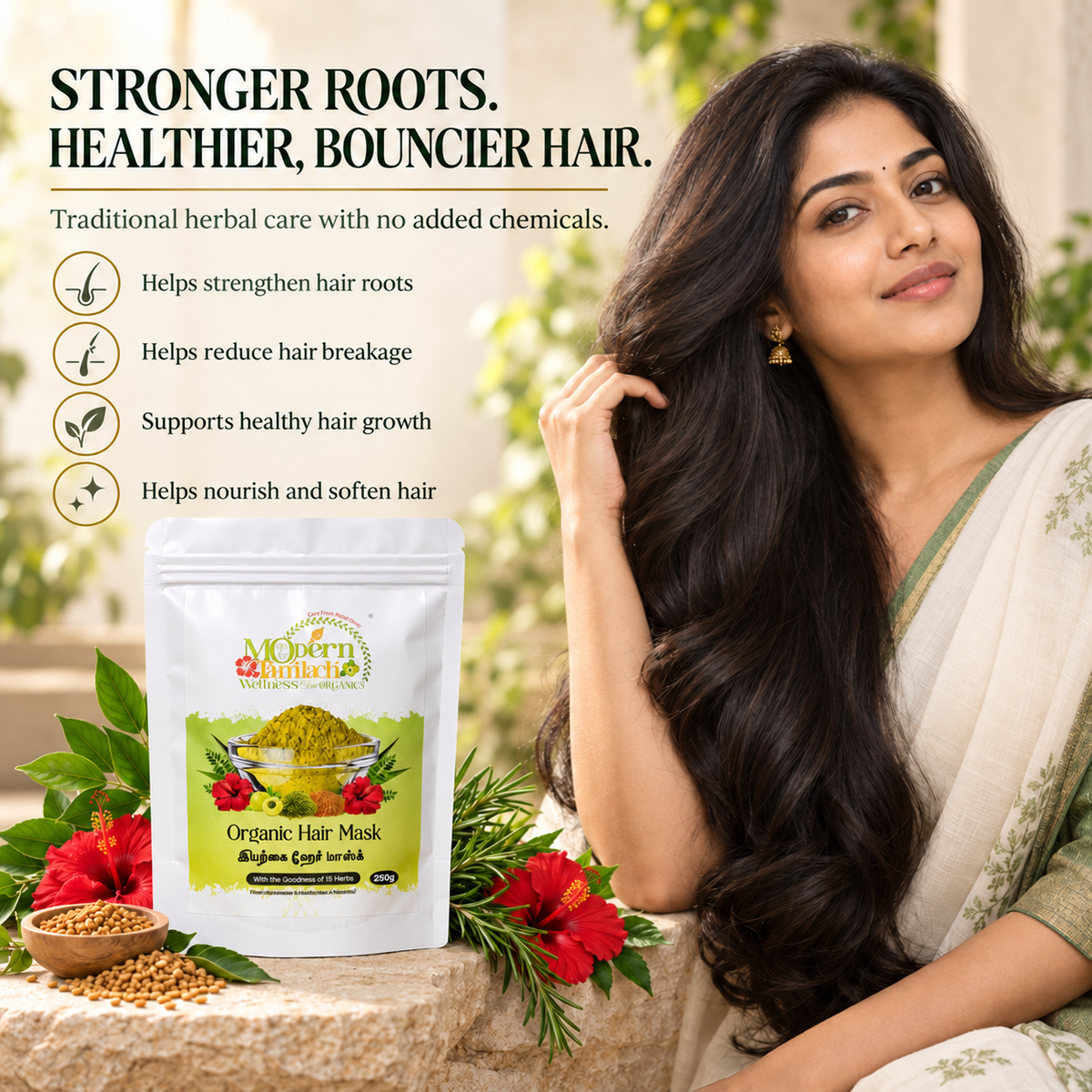 Organic Hair Mask – Deep Conditioning Herbal Hair Treatment – 250g