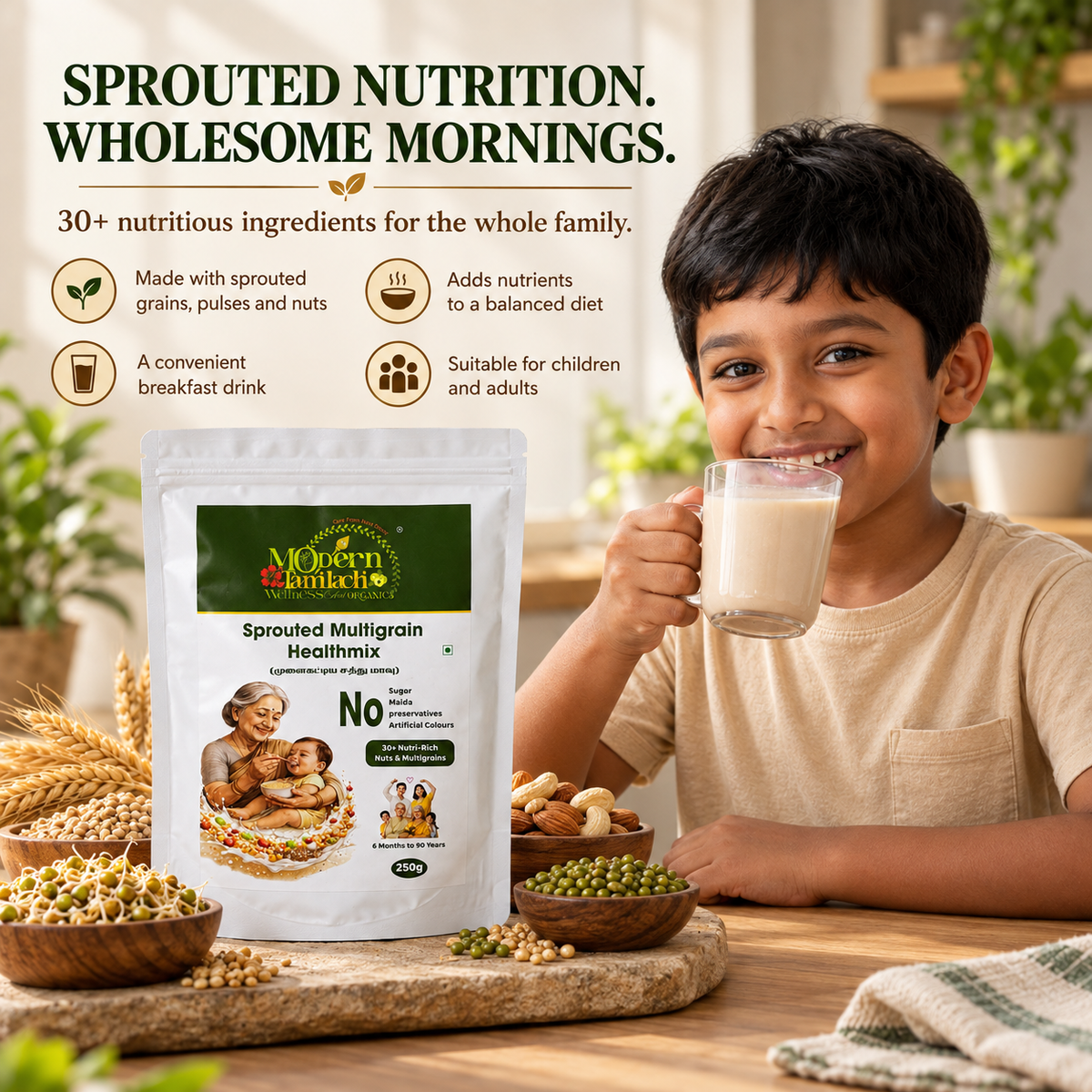 Sprouted Multigrain Health Mix – Natural Nutritional Supplement – 250g
