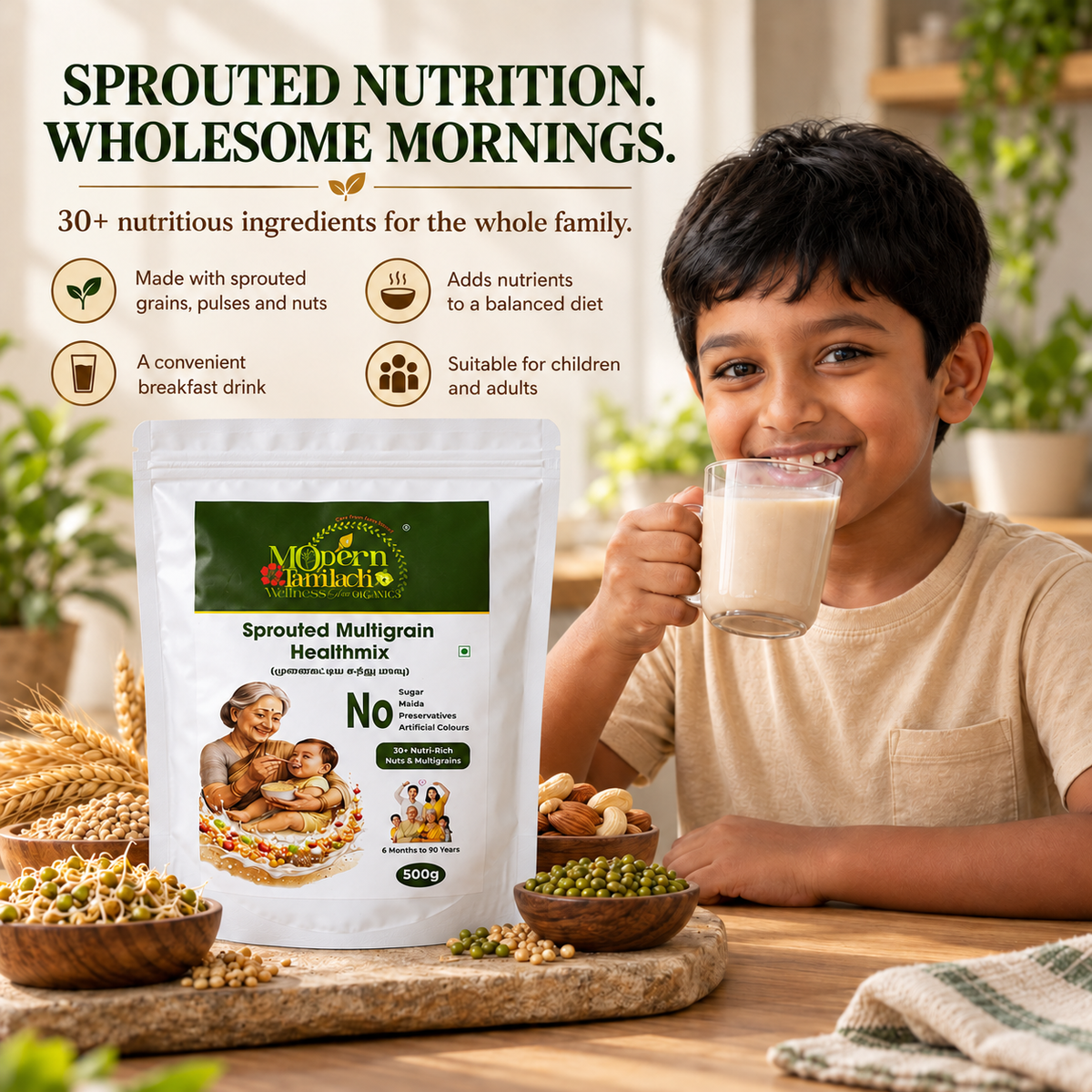 Sprouted Multigrain Health Mix – Natural Nutritional Supplement – 500g