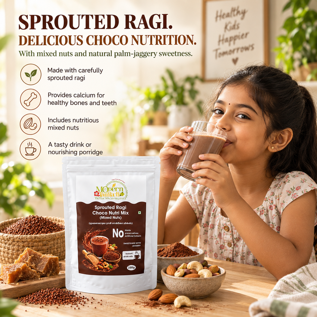 Sprouted Ragi Choco Nutri Mix with Mixed Nuts – Healthy Breakfast & Nutrition Drink – 100g