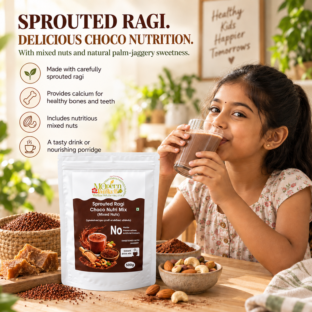 Sprouted Ragi Choco Nutri Mix with Mixed Nuts – Healthy Breakfast & Nutrition Drink – 250g