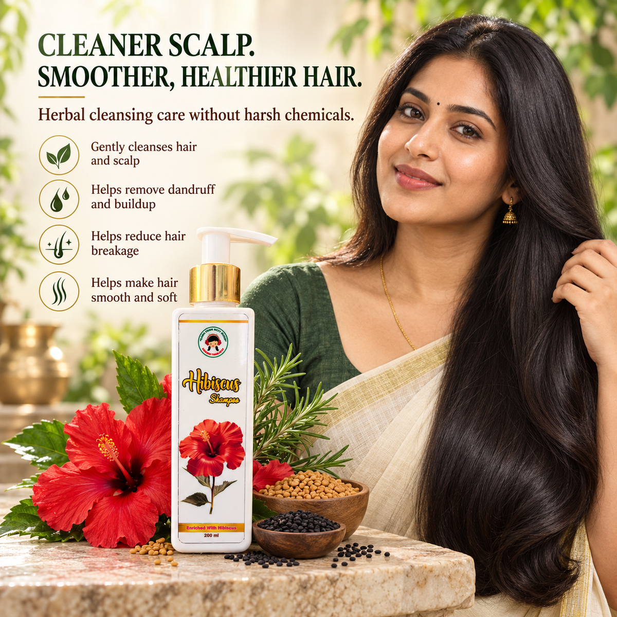 Hibiscus Shampoo – Herbal Hair Strengthening Shampoo – 200ml