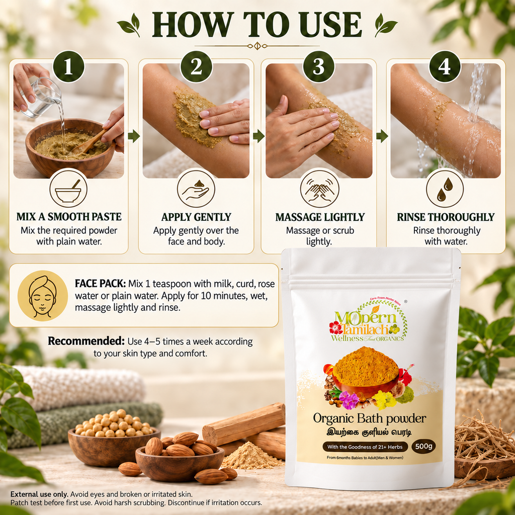 Organic Bath Powder – Herbal Skin Cleansing Powder – 500g