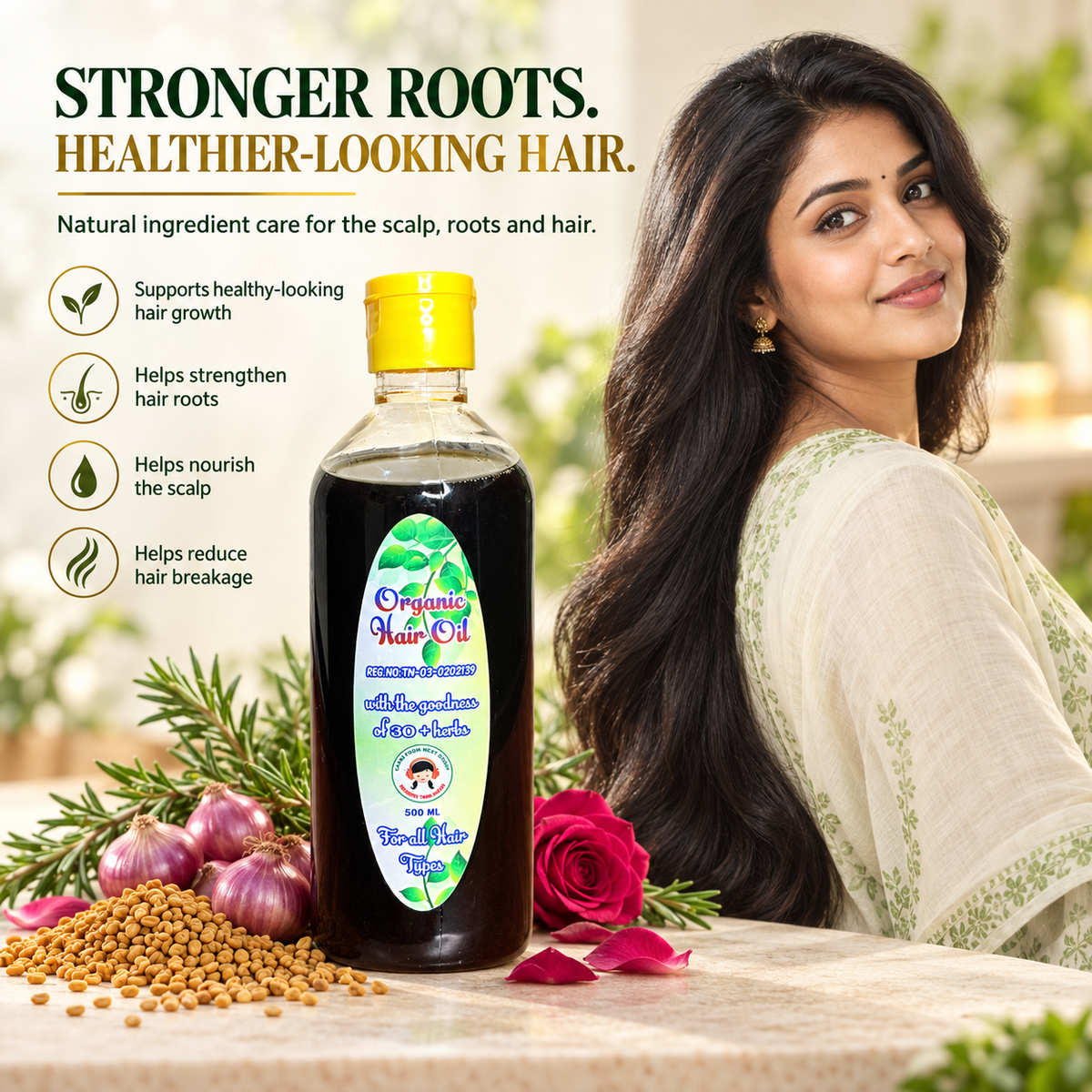 Organic Hair Oil – Natural Hair Growth & Scalp Nourishment – 500ml