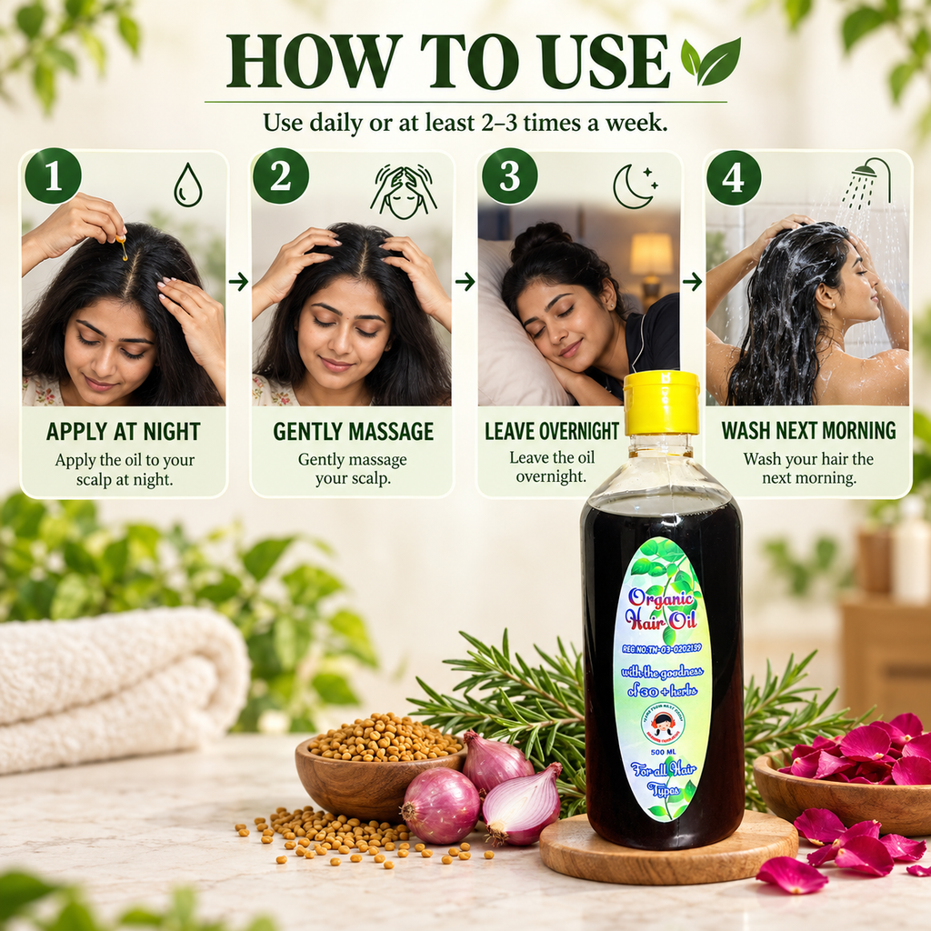 Organic Hair Oil – Natural Hair Growth & Scalp Nourishment – 500ml