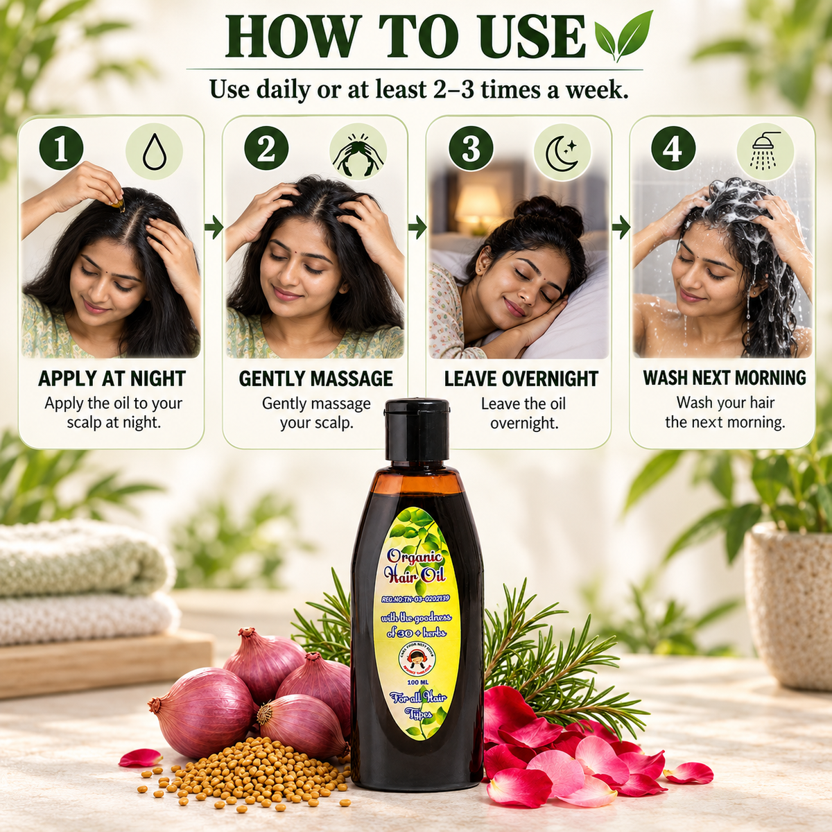 Organic Hair Oil – Natural Hair Growth & Scalp Nourishment – 100ml
